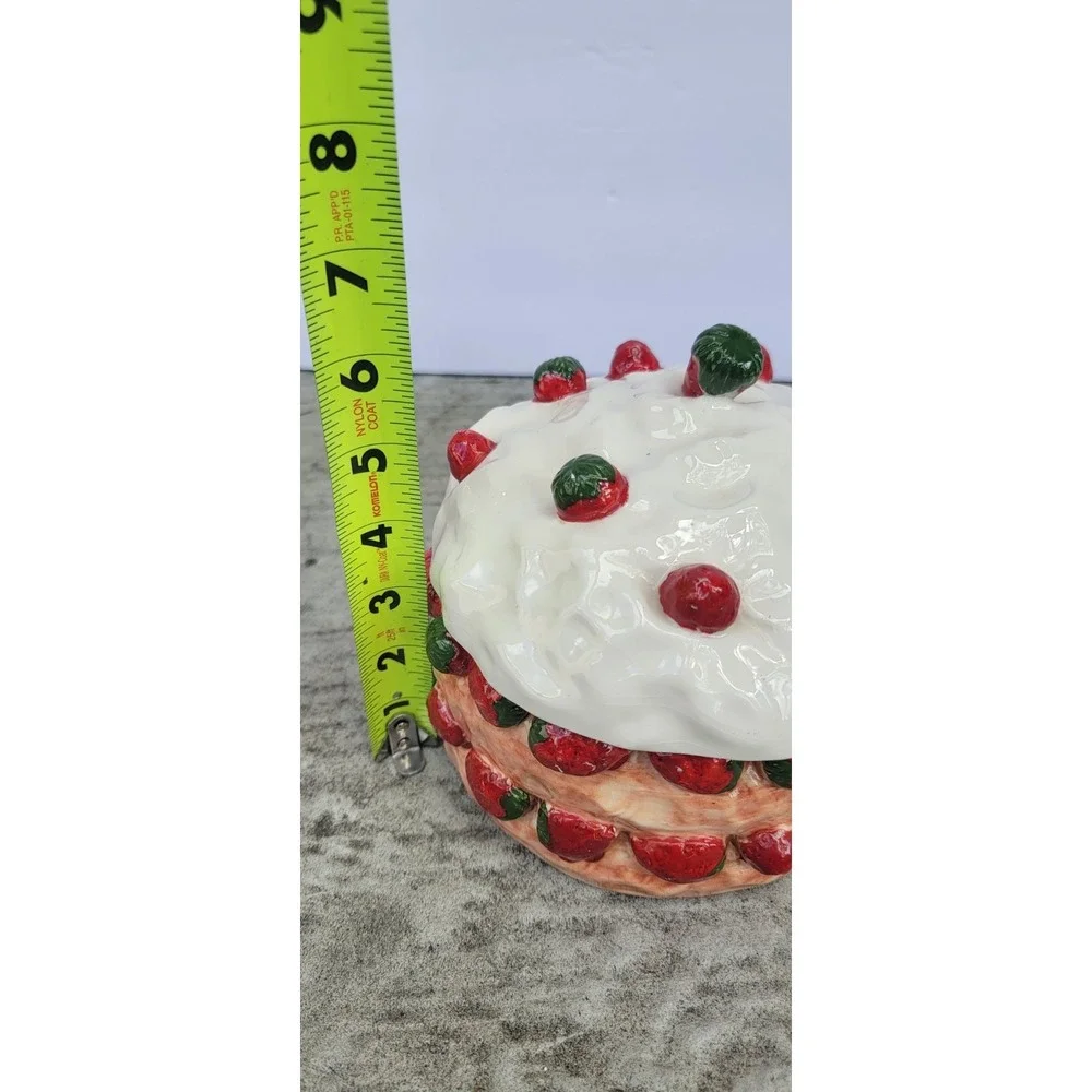 Vintage Costa Italy Ceramic Strawberry Jar with Lid Hand Painted Cottage Farm